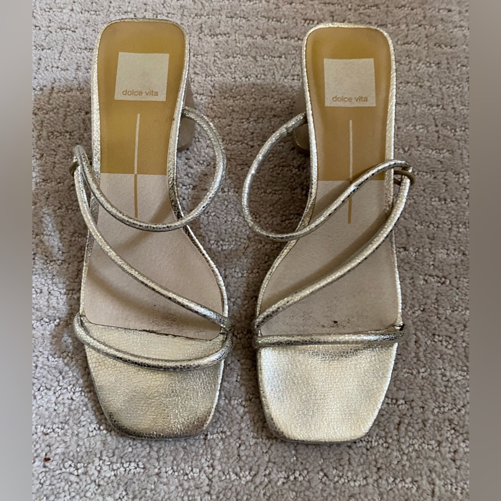 Dolce Vita block heel metallic sandal